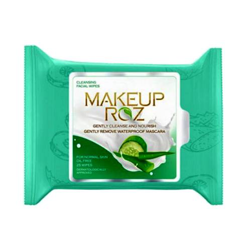 دستمال مرطوب آرایش پاک کن میکاپ رز مدل خیار و آلوئه ورا بسته 25 عددی
